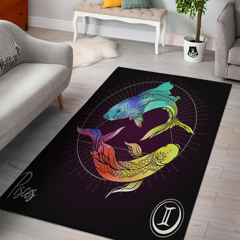 Pisces Sign Colorful Print Floor Mat-grizzshop