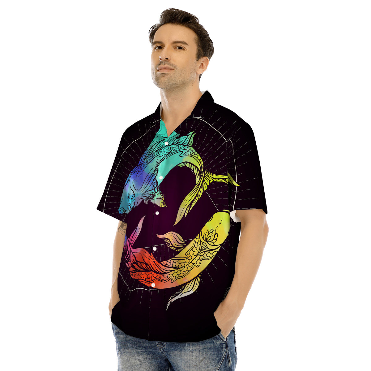 Pisces Sign Colorful Print Men's Hawaiian Shirt-grizzshop