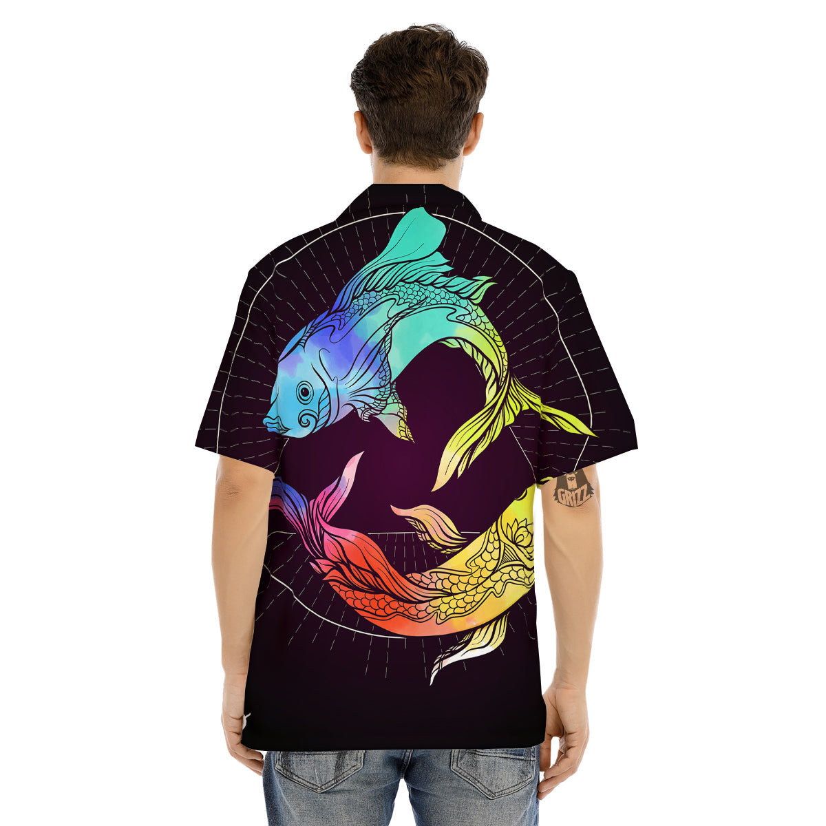 Pisces Sign Colorful Print Men's Hawaiian Shirt-grizzshop
