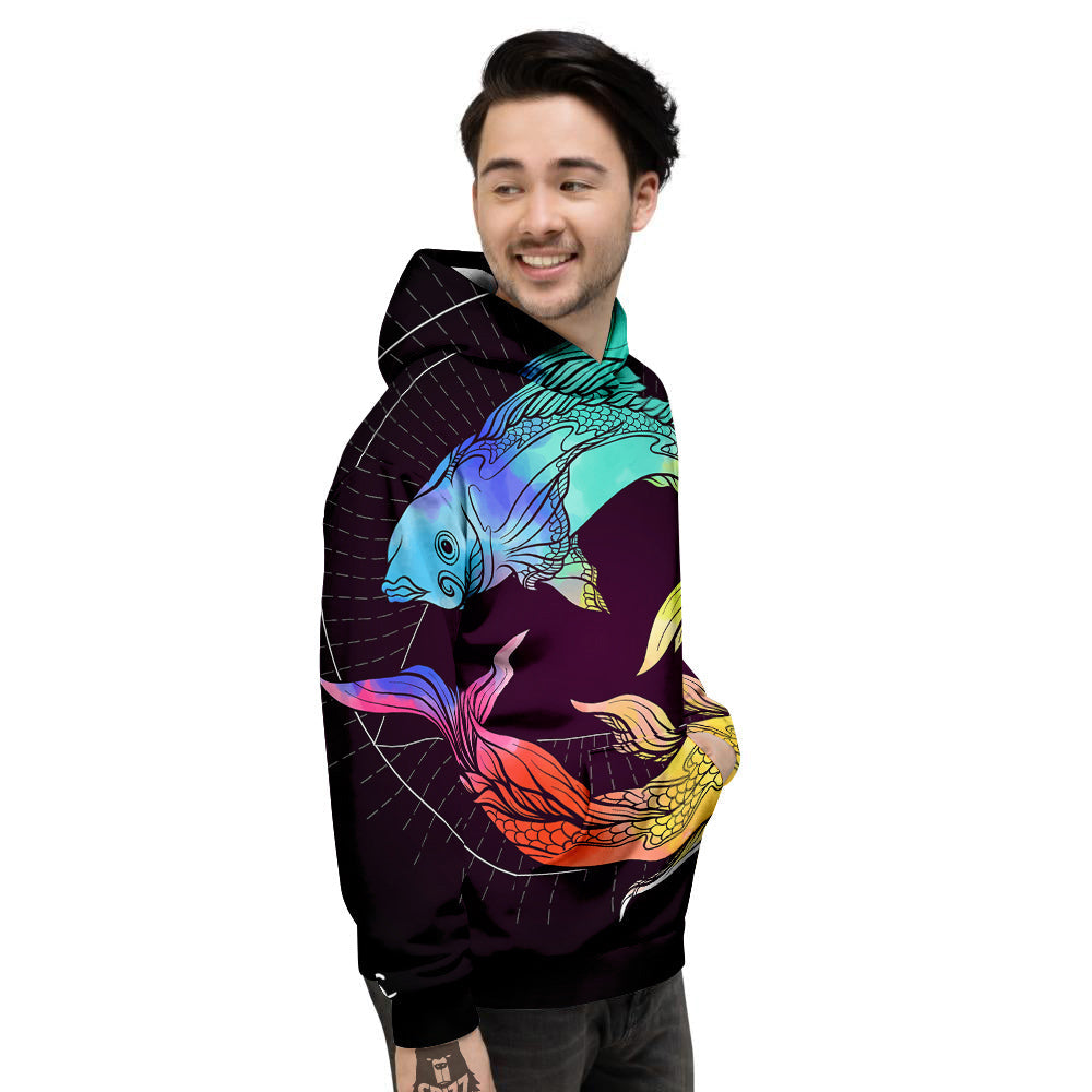 Pisces Sign Colorful Print Men's Hoodie-grizzshop
