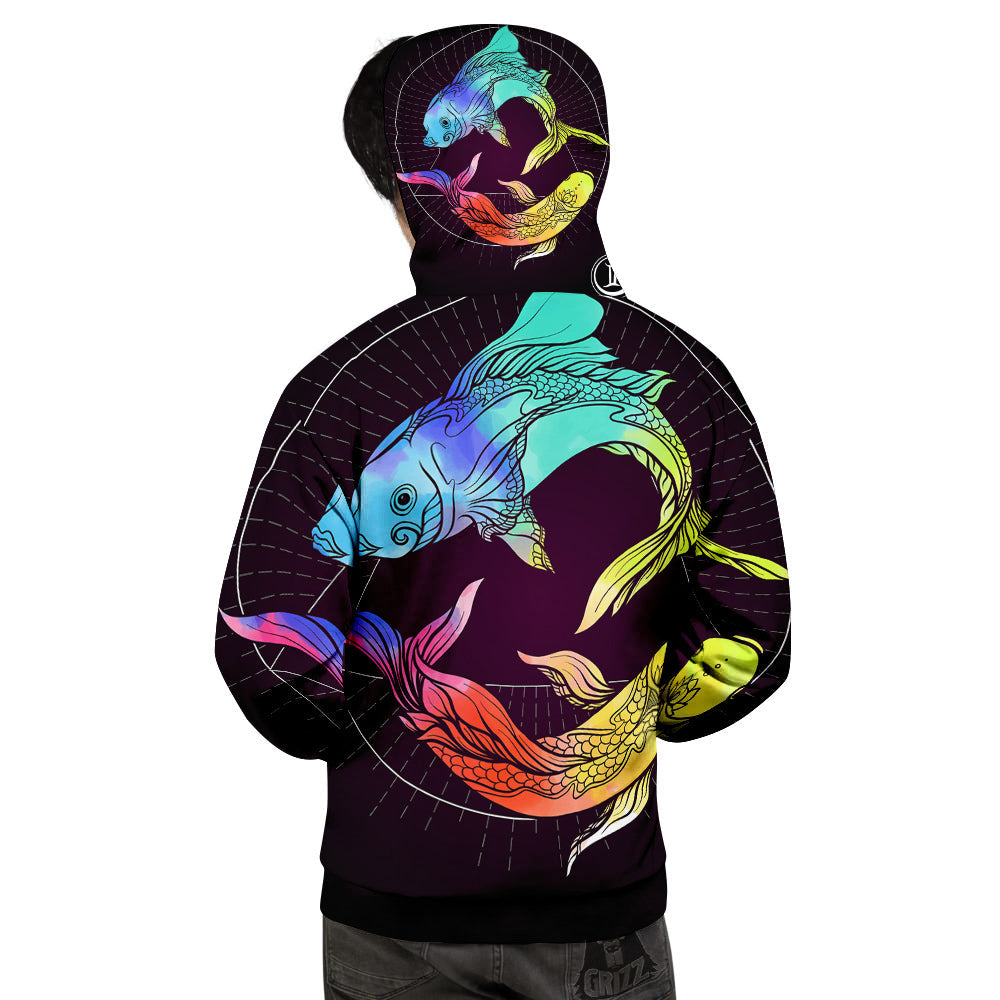 Pisces Sign Colorful Print Men's Hoodie-grizzshop