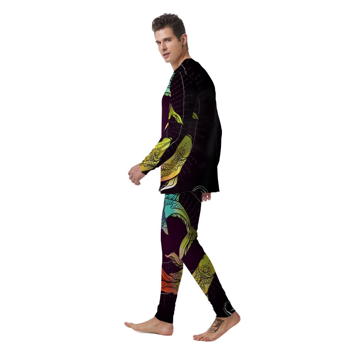 Pisces Sign Colorful Print Men's Pajamas-grizzshop