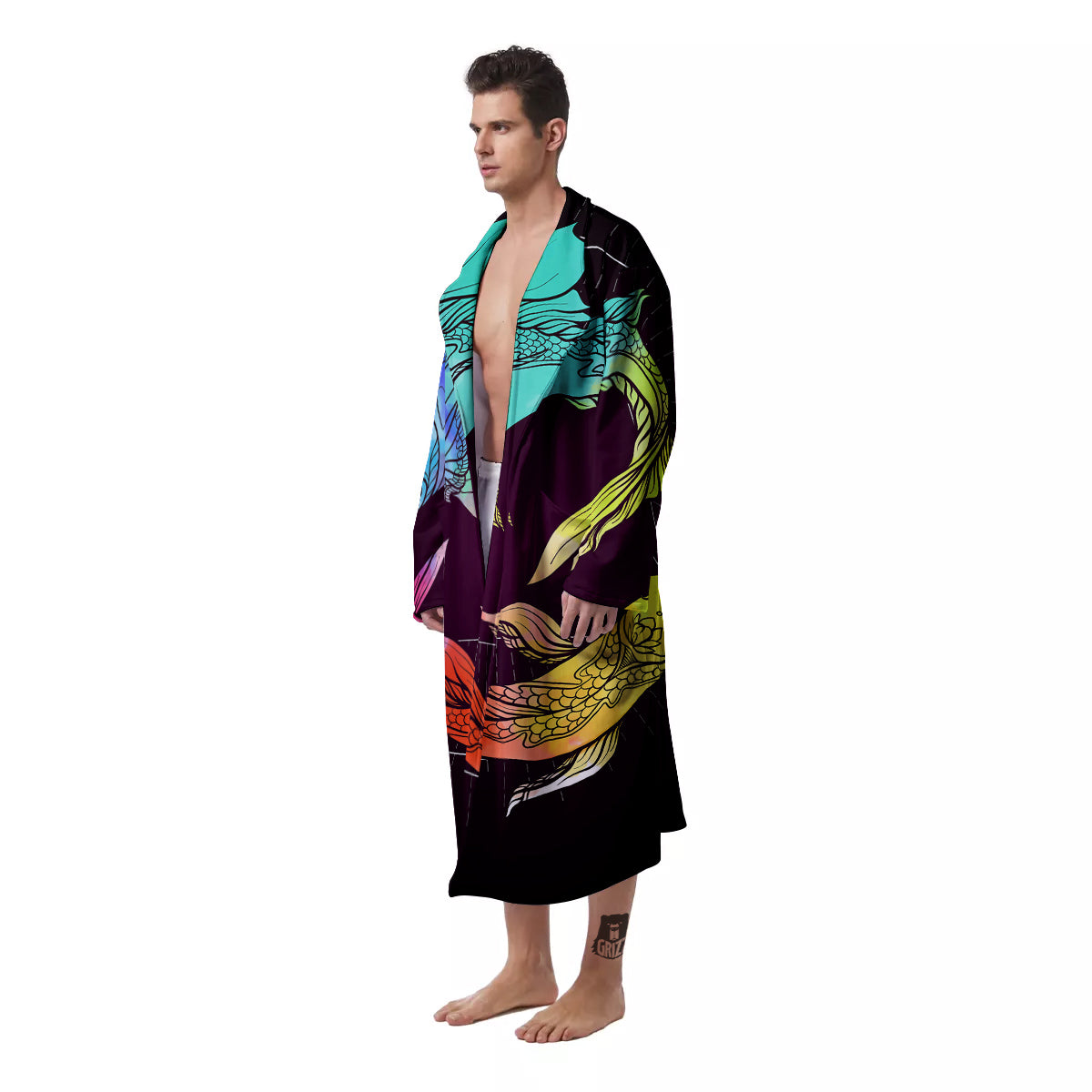 Pisces Sign Colorful Print Men's Robe-grizzshop