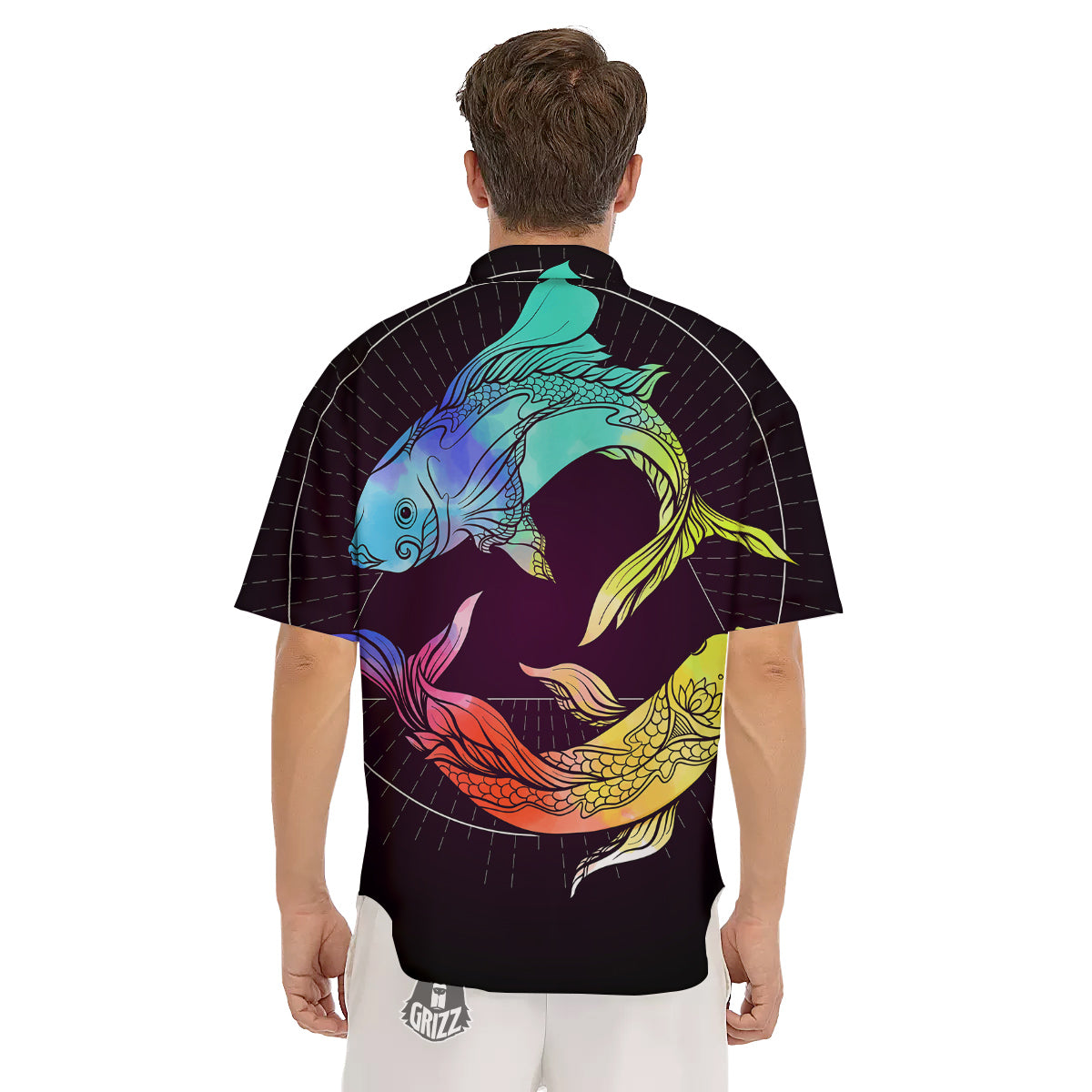 Pisces Sign Colorful Print Men's Short Sleeve Shirts-grizzshop