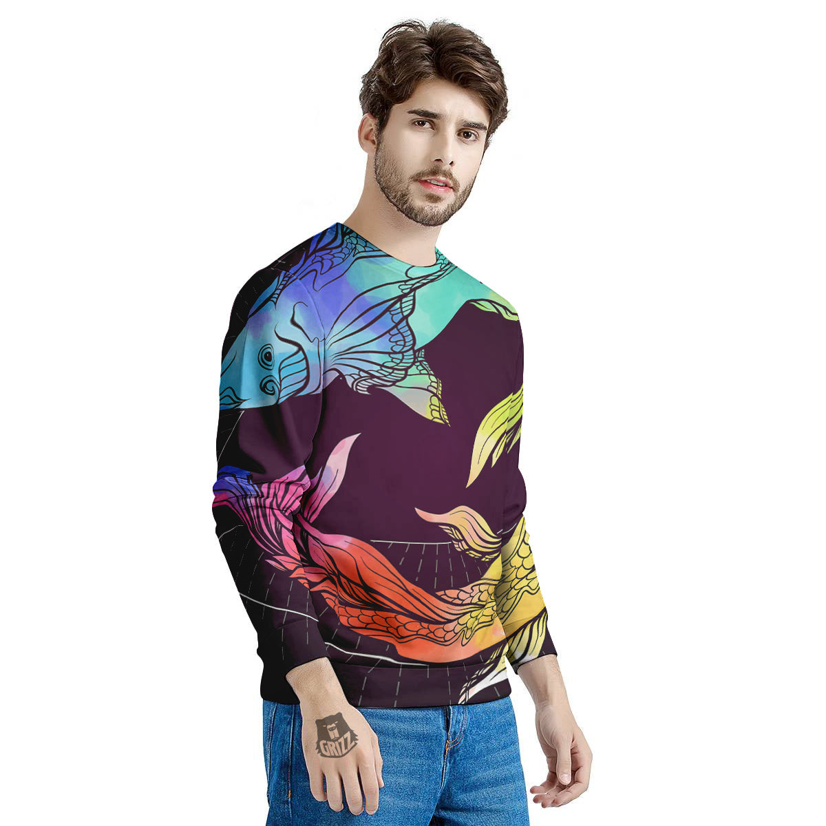 Pisces Sign Colorful Print Men's Sweatshirt-grizzshop