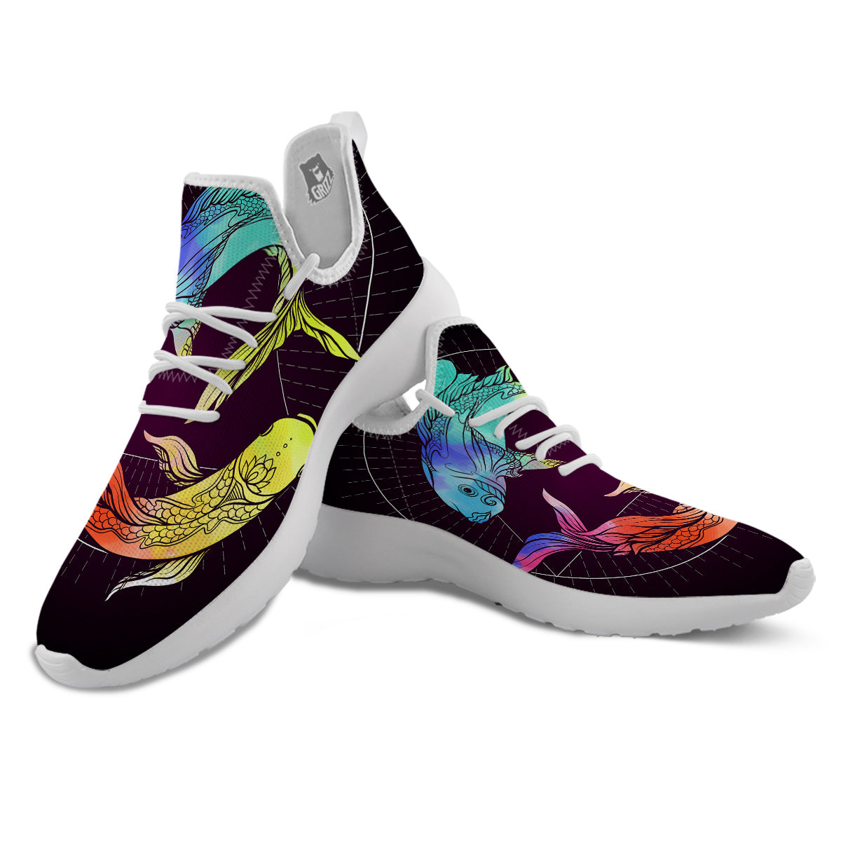 Pisces Sign Colorful Print White Athletic Shoes-grizzshop