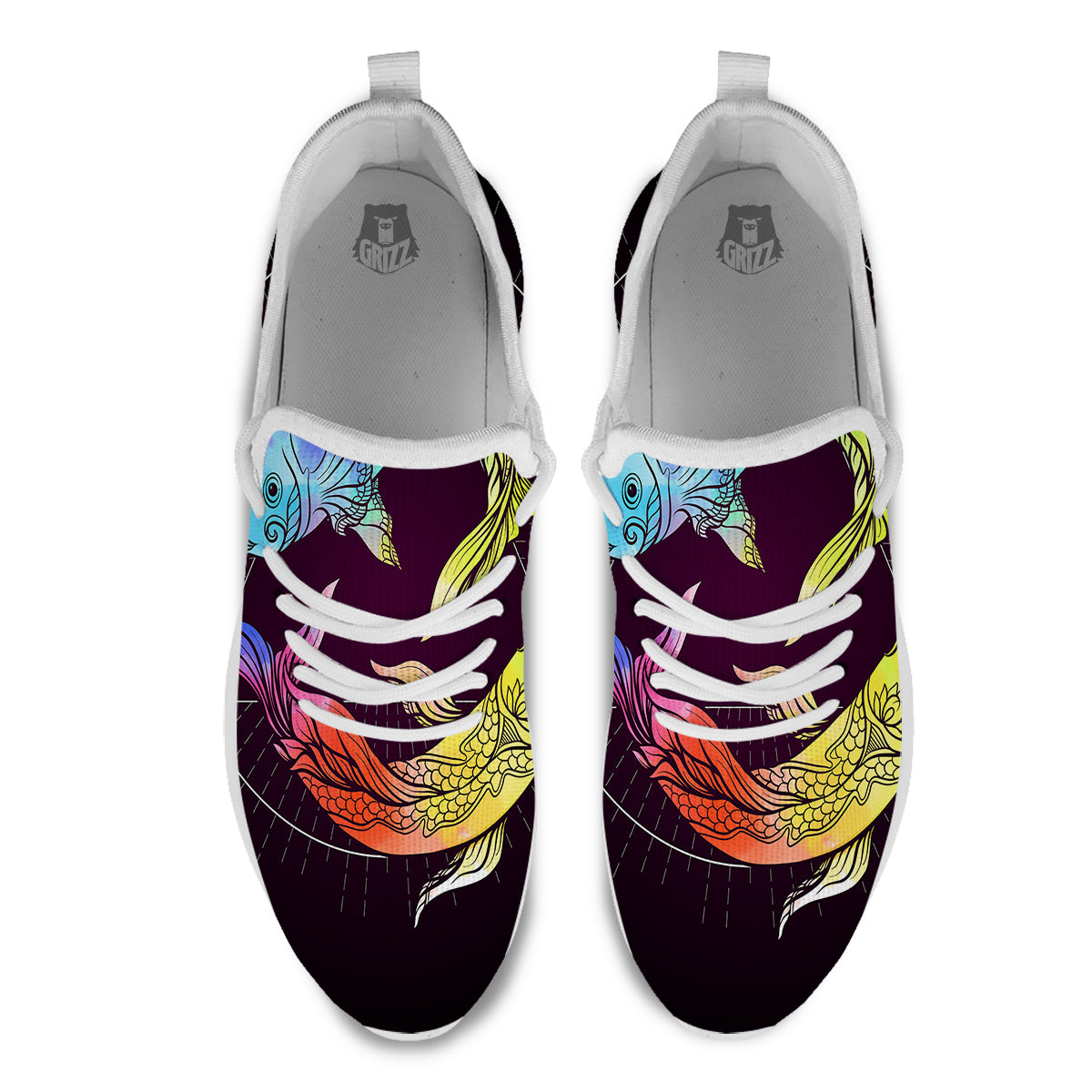 Pisces Sign Colorful Print White Athletic Shoes-grizzshop