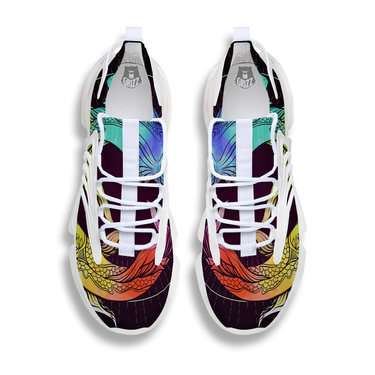 Pisces Sign Colorful Print White Gym Shoes-grizzshop