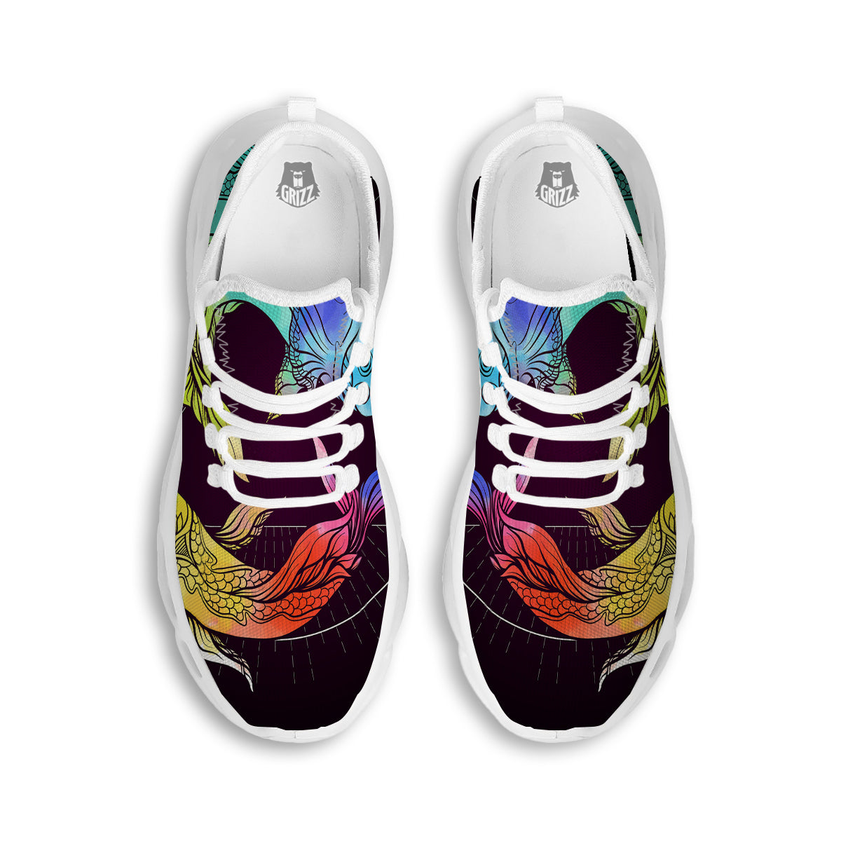 Pisces Sign Colorful Print White Running Shoes-grizzshop