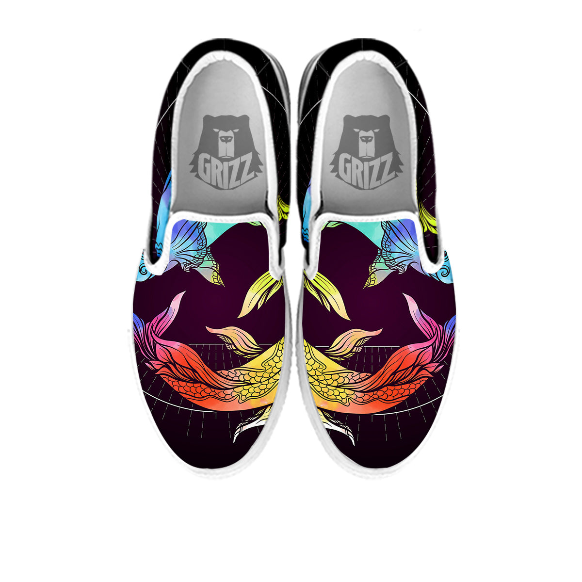 Pisces Sign Colorful Print White Slip On Shoes-grizzshop