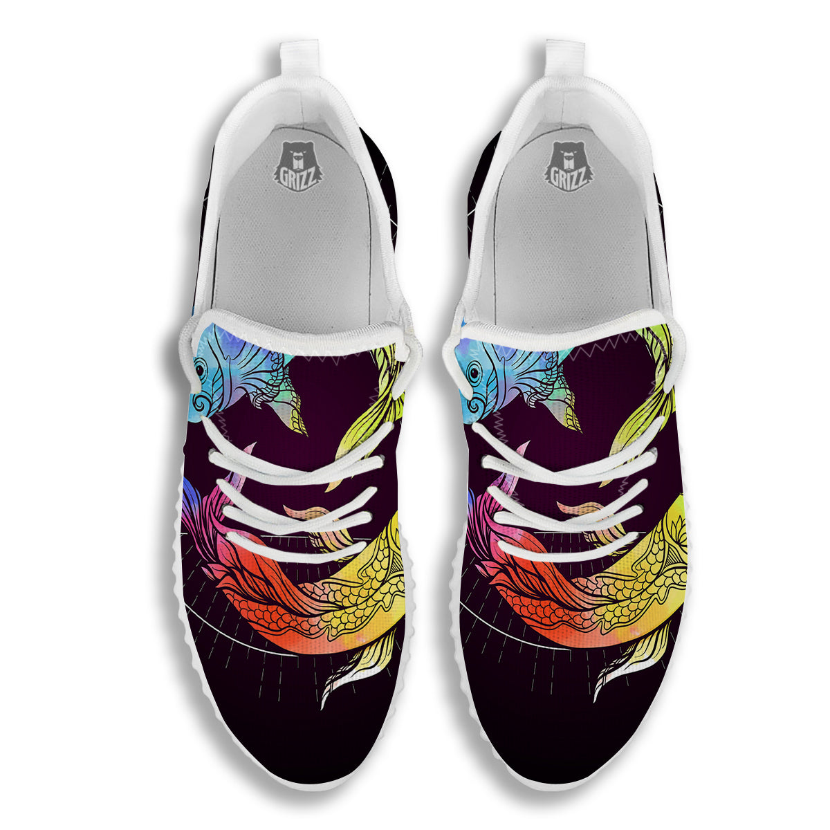 Pisces Sign Colorful Print White Walking Shoes-grizzshop