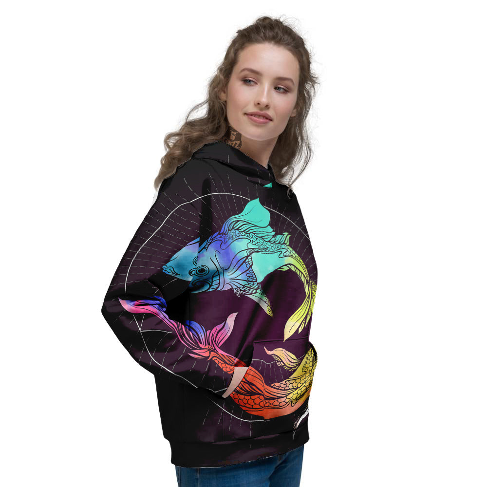 Pisces Sign Colorful Print Women's Hoodie-grizzshop