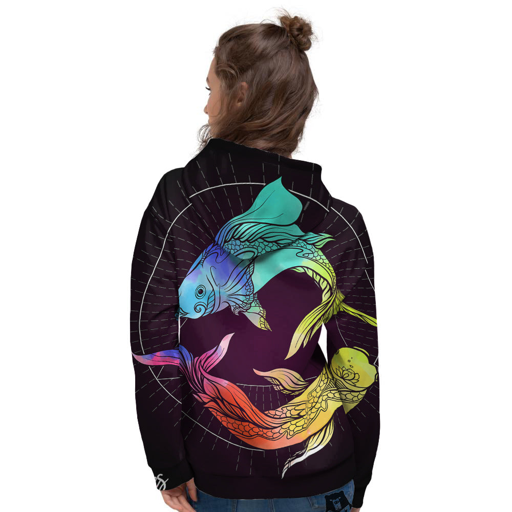 Pisces Sign Colorful Print Women's Hoodie-grizzshop