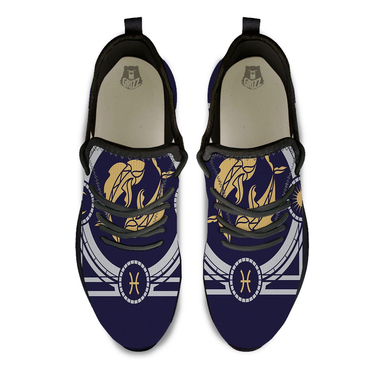 Pisces Sign Horoscope Print Black Athletic Shoes-grizzshop