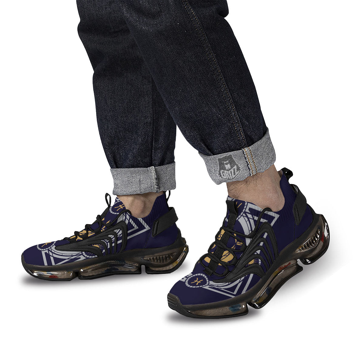 Pisces Sign Horoscope Print Black Gym Shoes-grizzshop