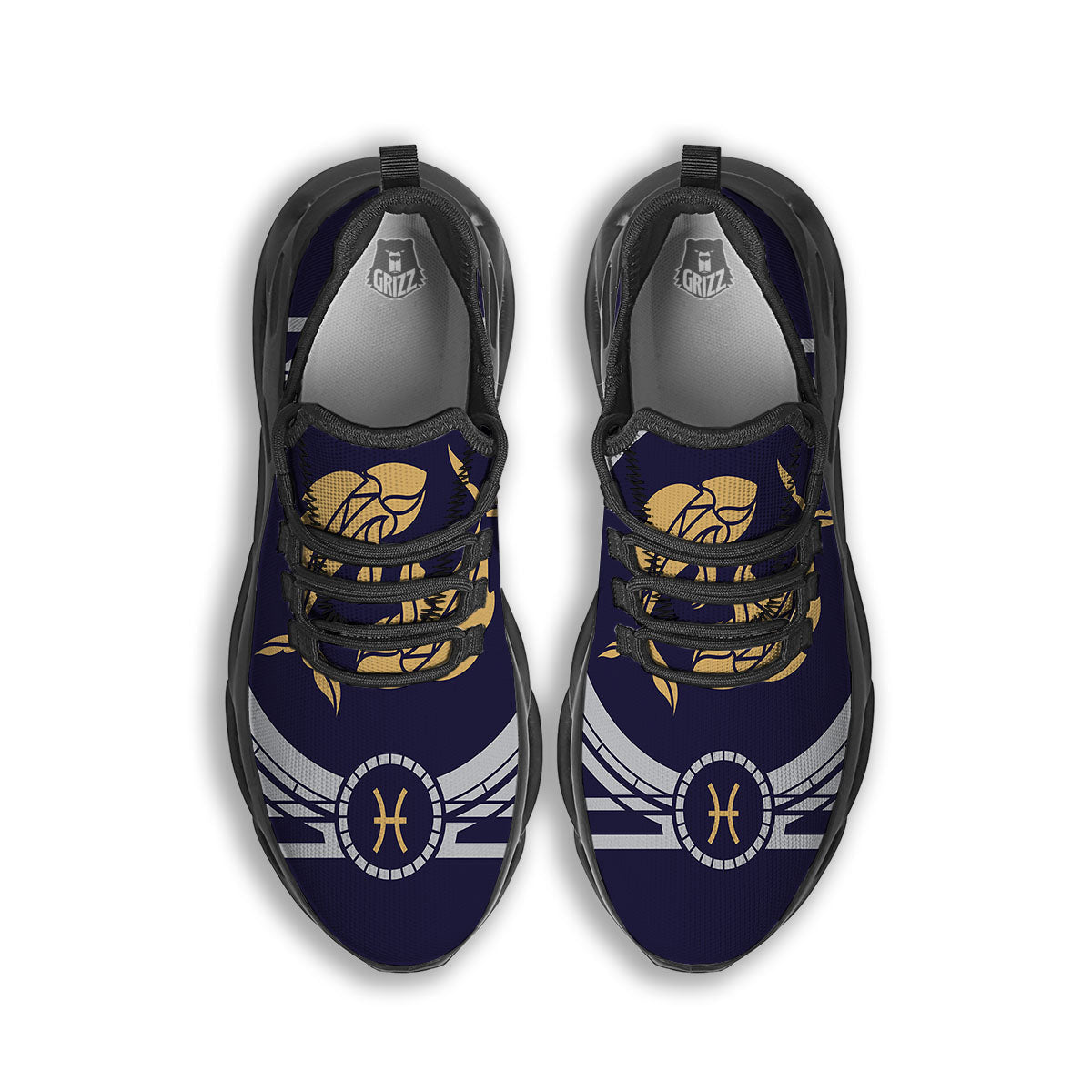 Pisces Sign Horoscope Print Black Running Shoes-grizzshop