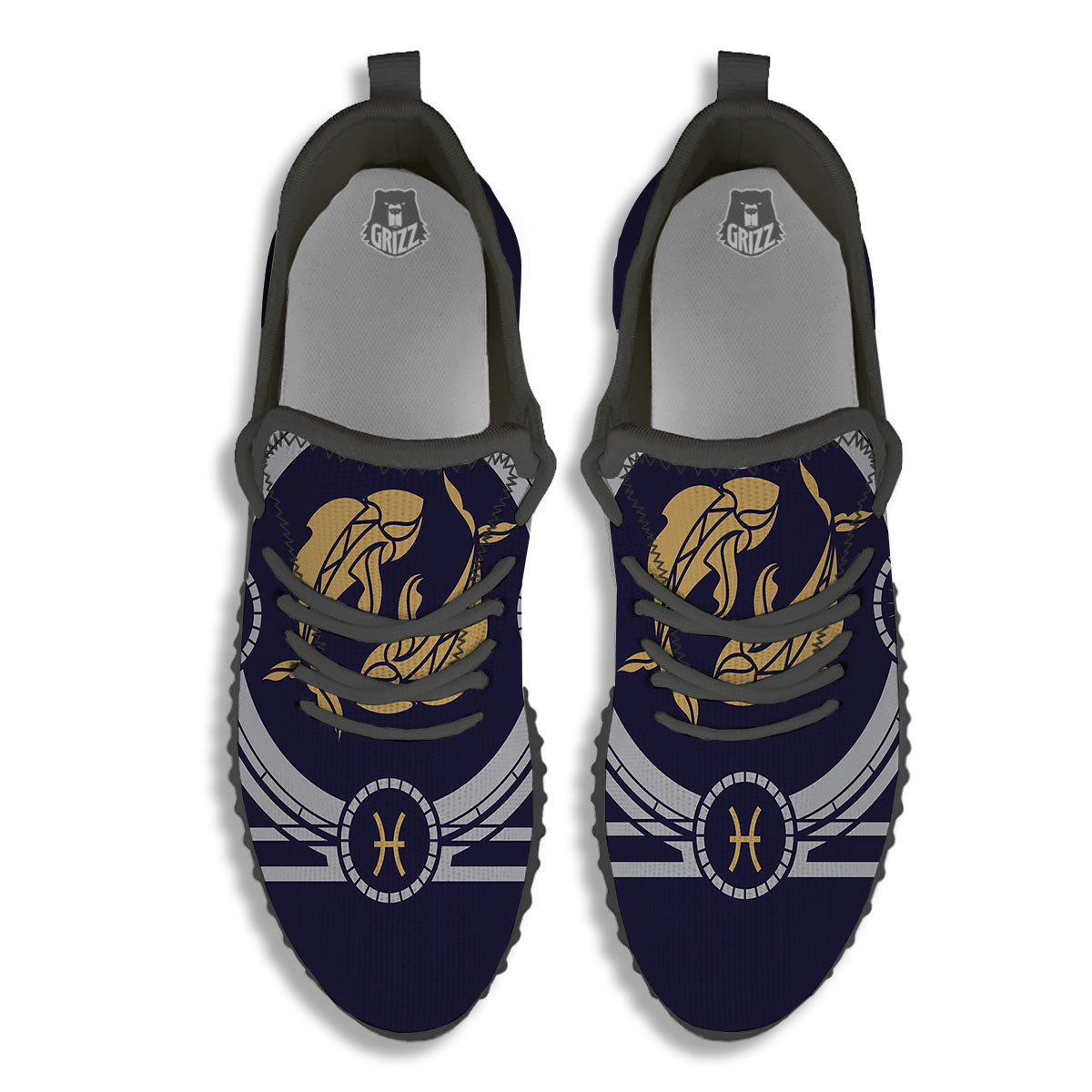 Pisces Sign Horoscope Print Black Walking Shoes-grizzshop