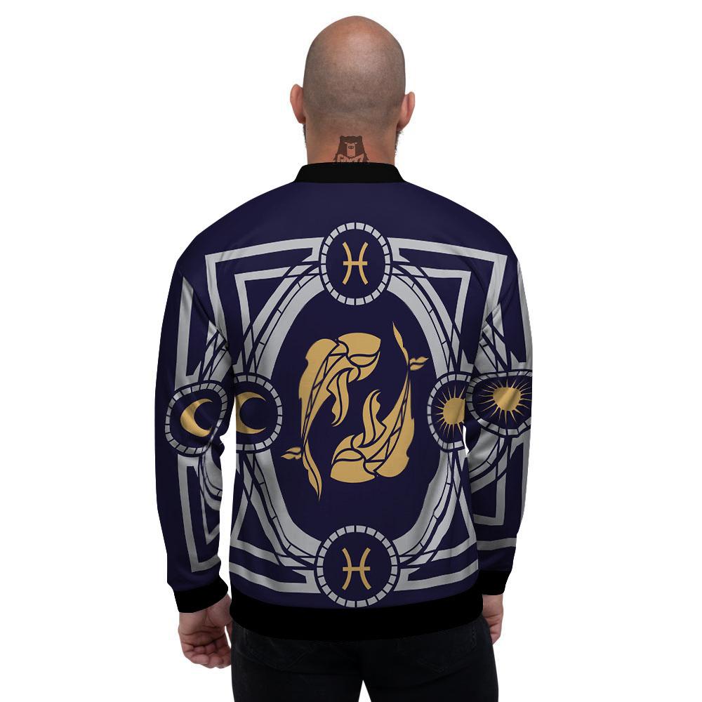 Pisces Sign Horoscope Print Men's Bomber Jacket-grizzshop