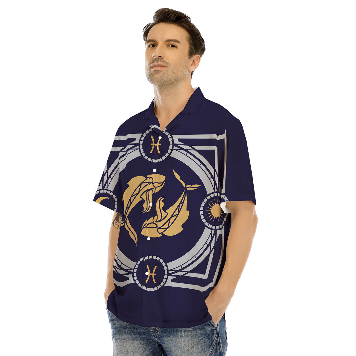 Pisces Sign Horoscope Print Men's Hawaiian Shirt-grizzshop