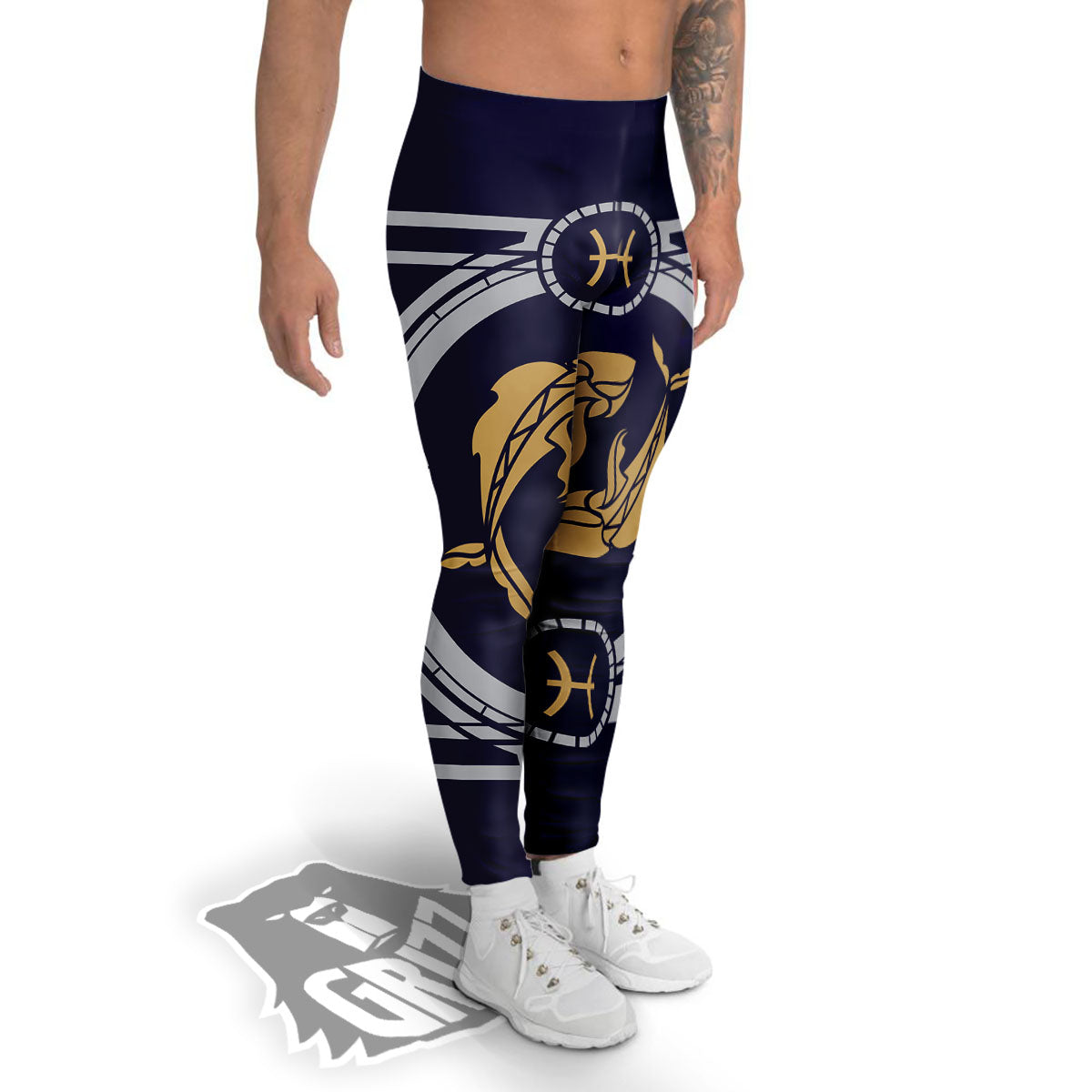 Pisces Sign Horoscope Print Men's Leggings-grizzshop