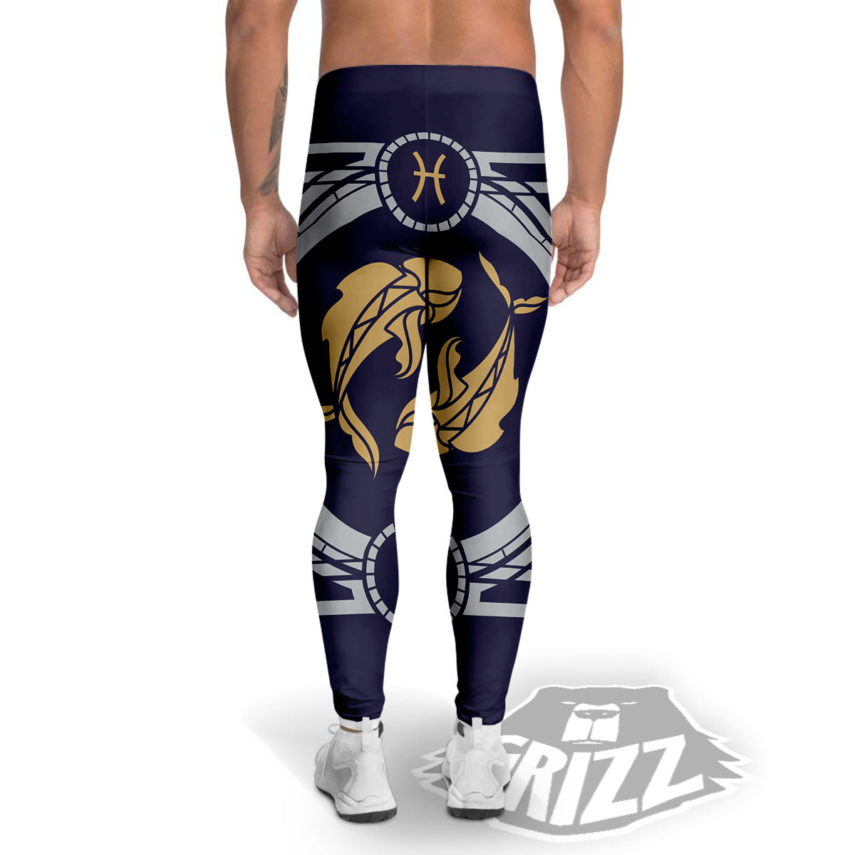 Pisces Sign Horoscope Print Men's Leggings-grizzshop