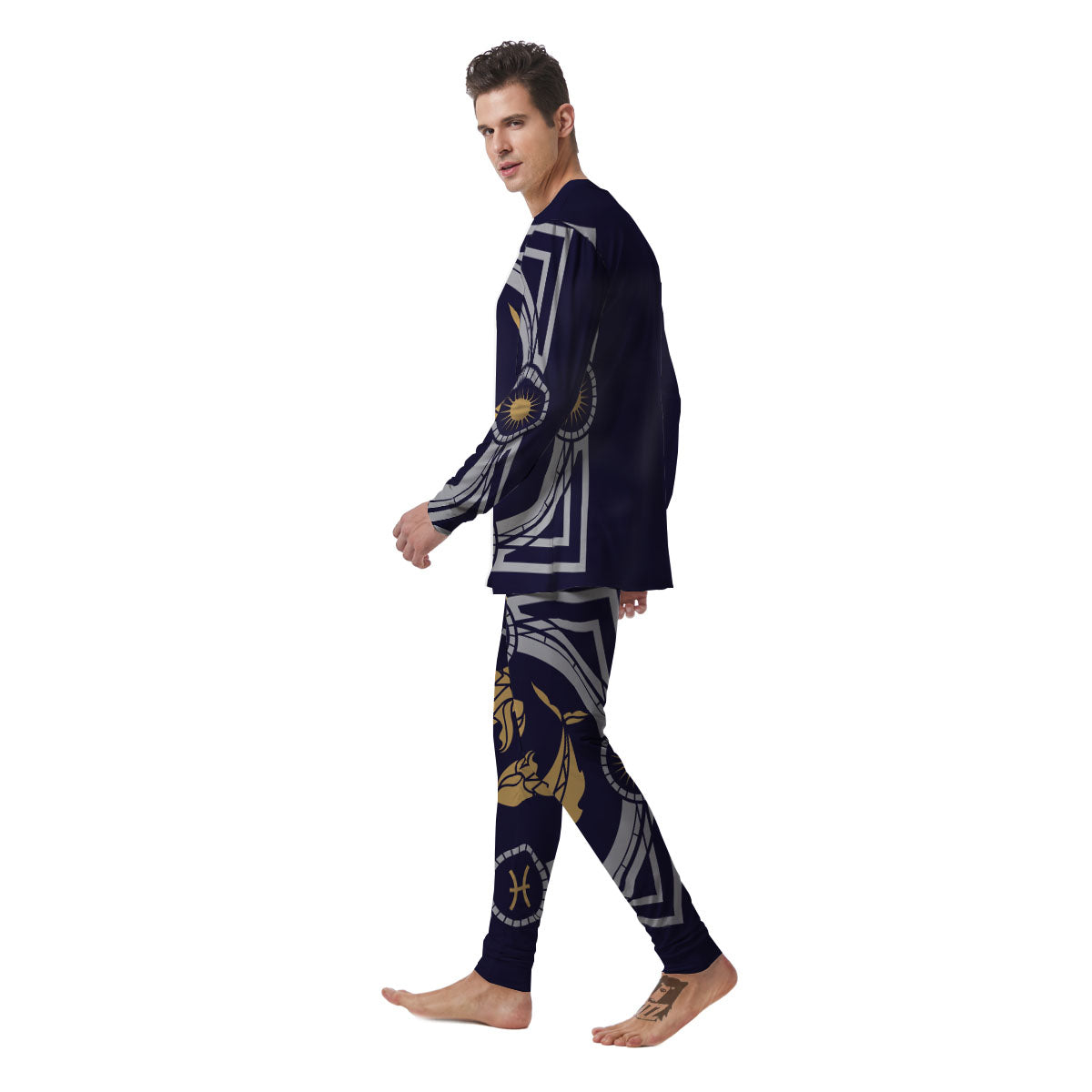 Pisces Sign Horoscope Print Men's Pajamas-grizzshop