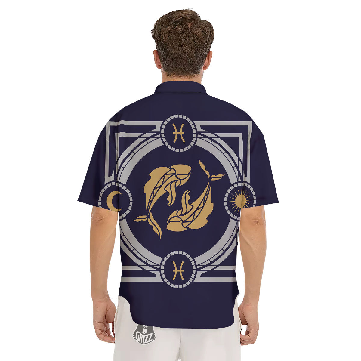 Pisces Sign Horoscope Print Men's Short Sleeve Shirts-grizzshop