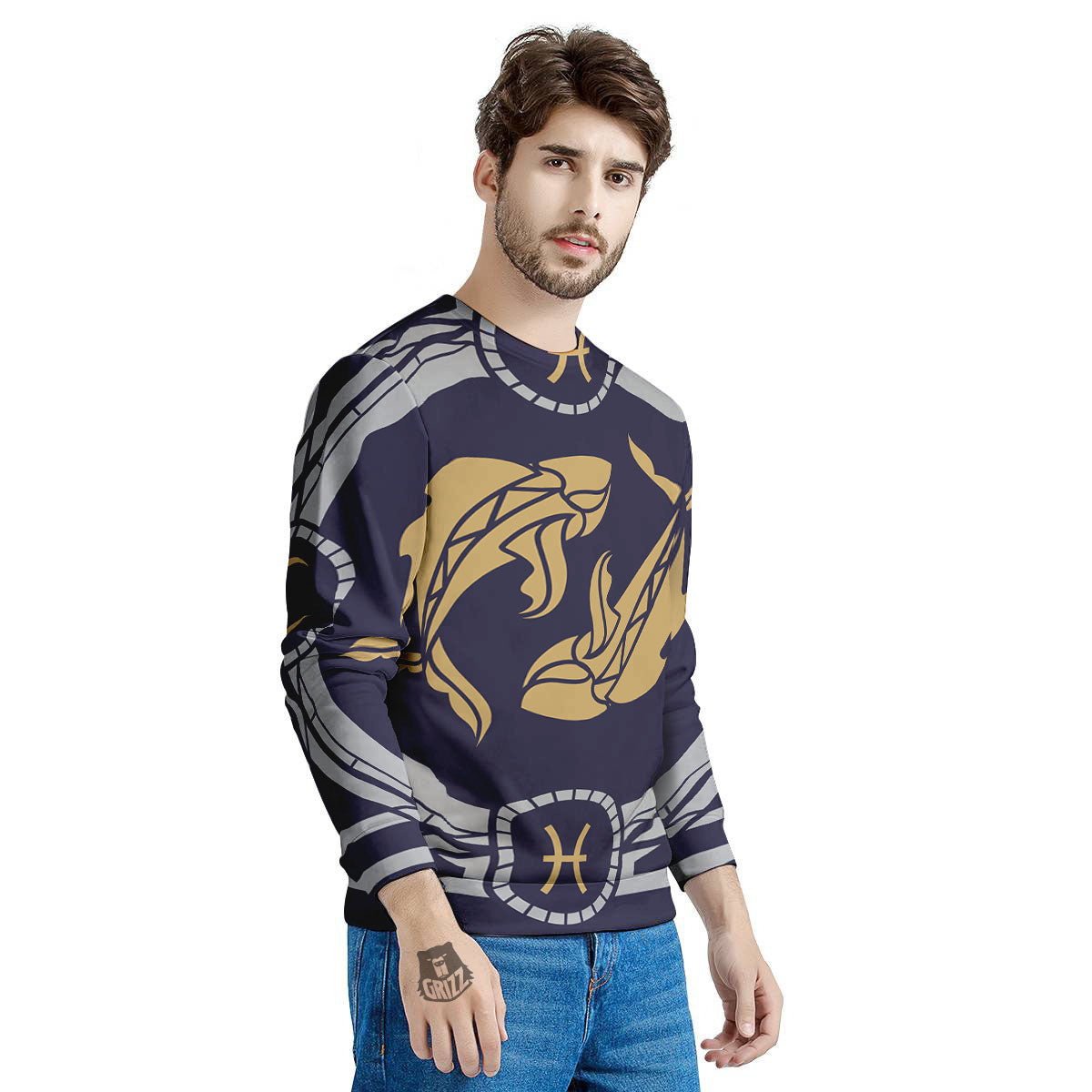 Pisces Sign Horoscope Print Men's Sweatshirt-grizzshop