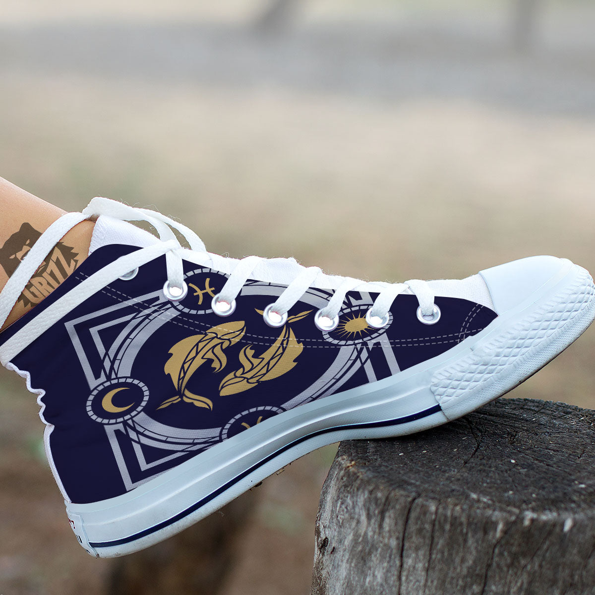 Pisces Sign Horoscope Print White High Top Shoes-grizzshop