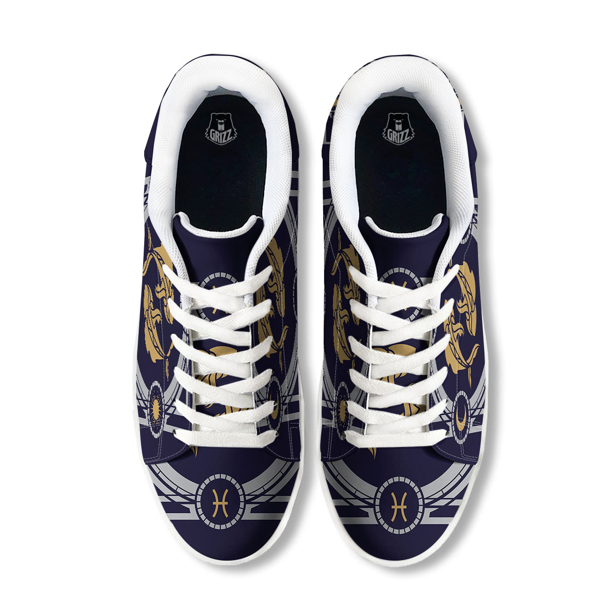 Pisces Sign Horoscope Print White Low Top Sneakers-grizzshop