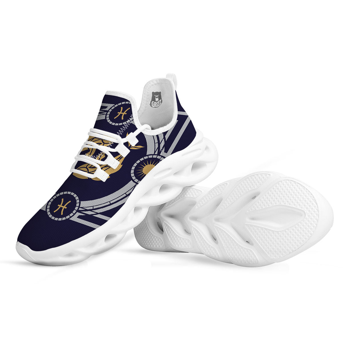 Pisces Sign Horoscope Print White Running Shoes-grizzshop