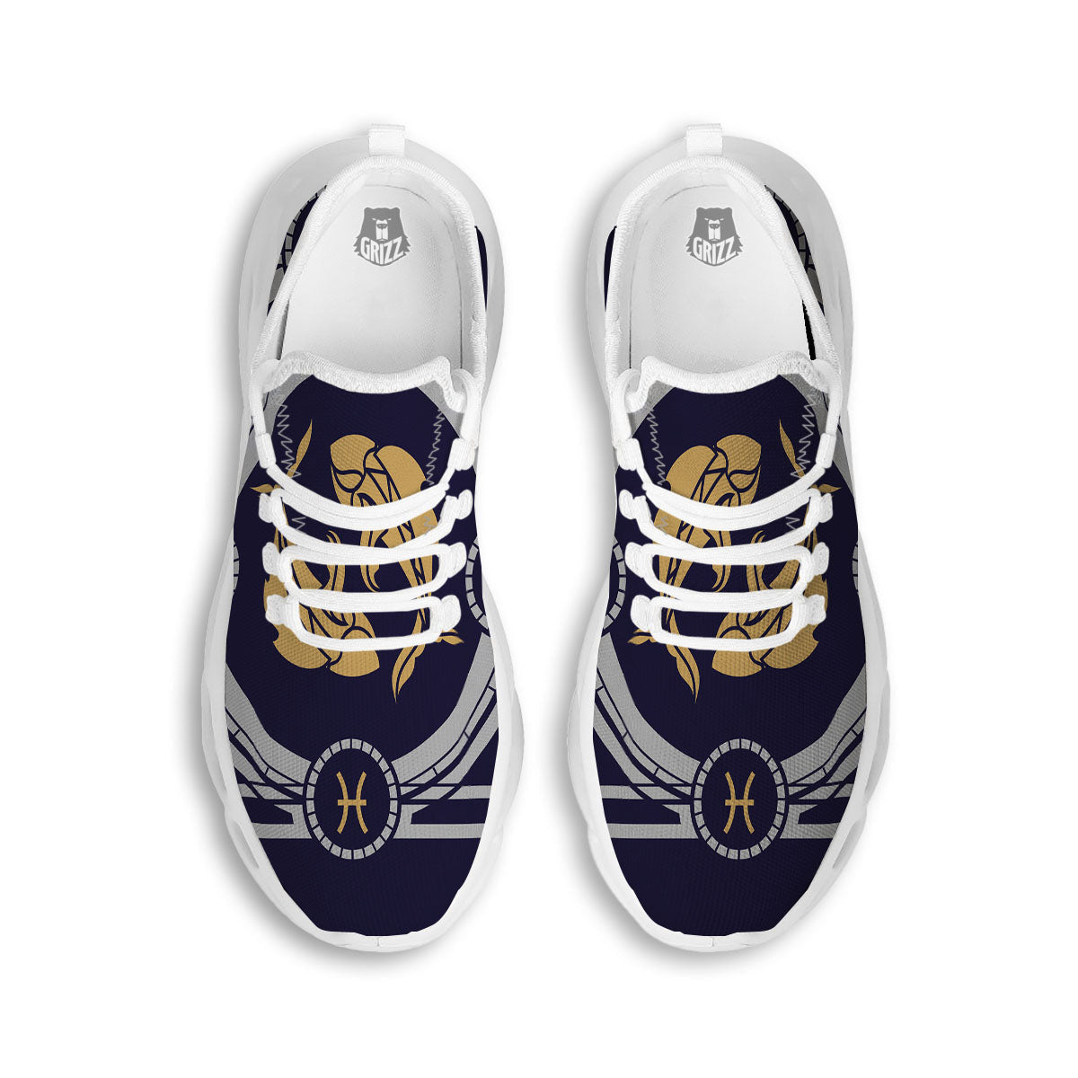 Pisces Sign Horoscope Print White Running Shoes-grizzshop