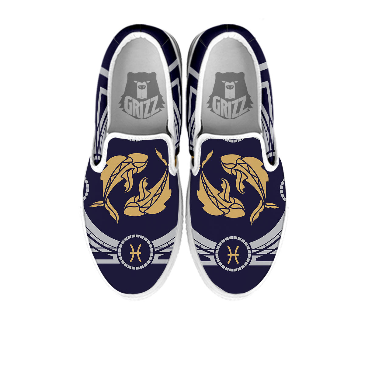 Pisces Sign Horoscope Print White Slip On Shoes-grizzshop