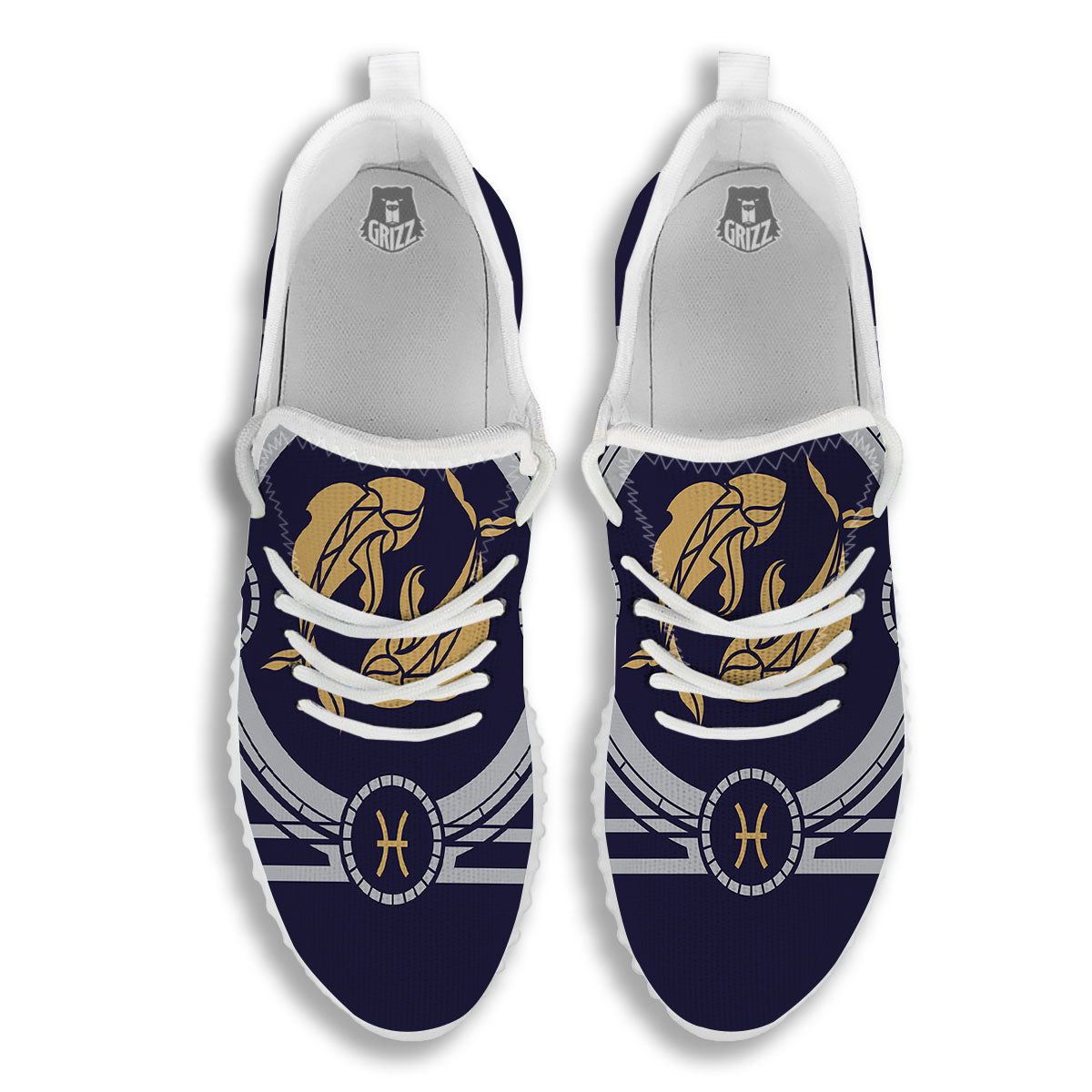 Pisces Sign Horoscope Print White Walking Shoes-grizzshop