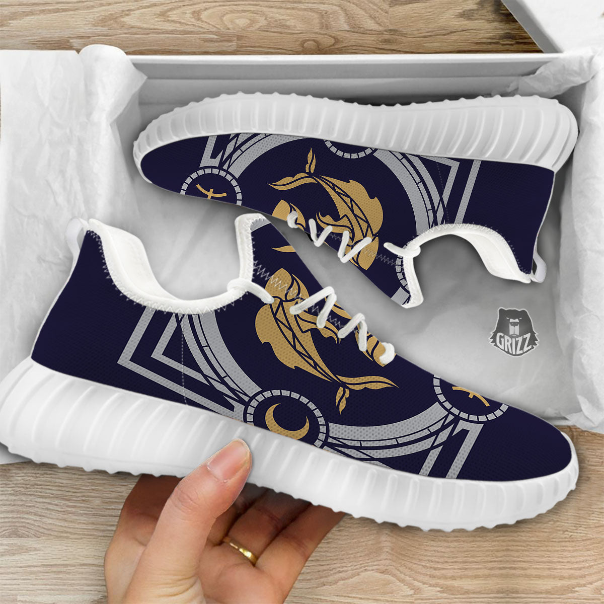 Pisces Sign Horoscope Print White Walking Shoes-grizzshop