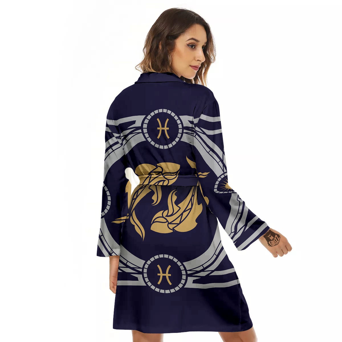 Pisces Sign Horoscope Print Women's Robe-grizzshop