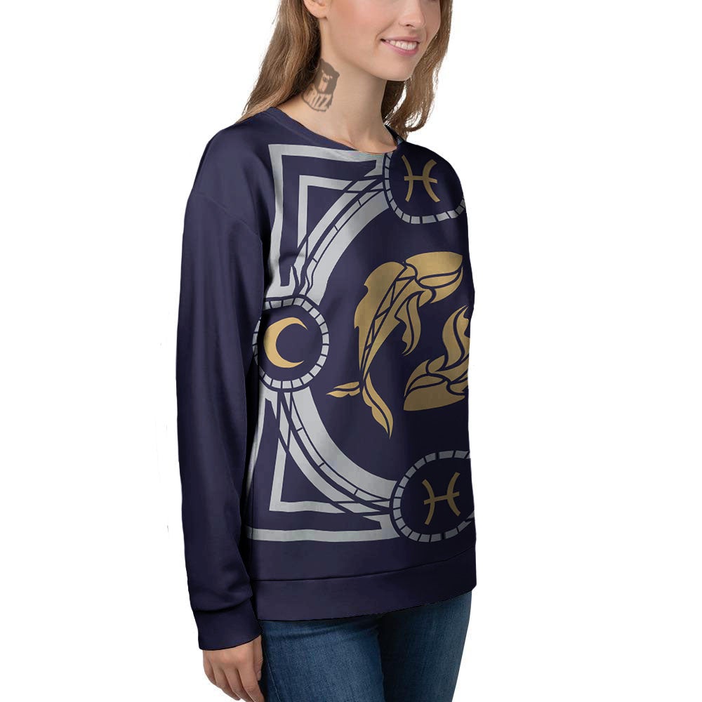 Pisces Sign Horoscope Print Women's Sweatshirt-grizzshop