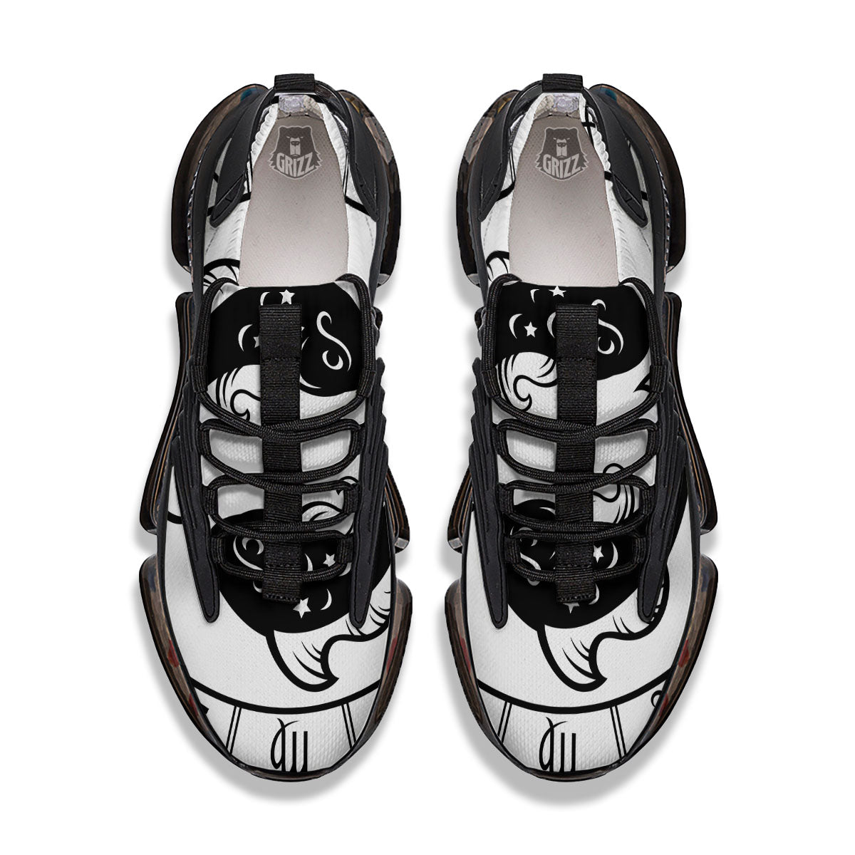 Pisces Sign White And Black Print Black Gym Shoes-grizzshop