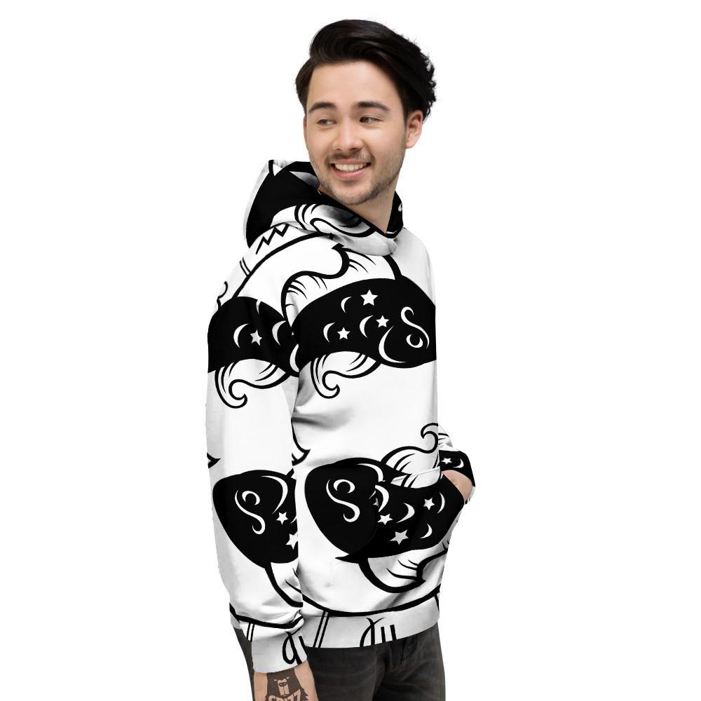 Pisces Sign White And Black Print Men's Hoodie-grizzshop