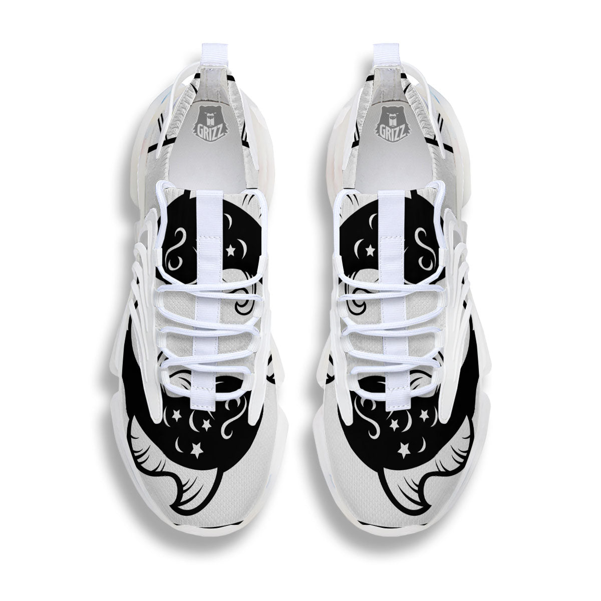 Pisces Sign White And Black Print White Gym Shoes-grizzshop