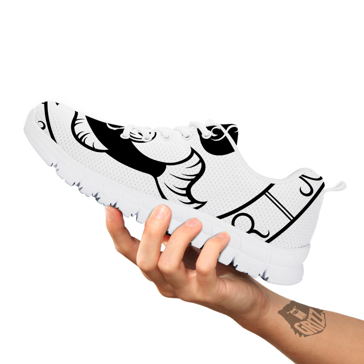 Pisces Sign White And Black Print White Sneaker-grizzshop