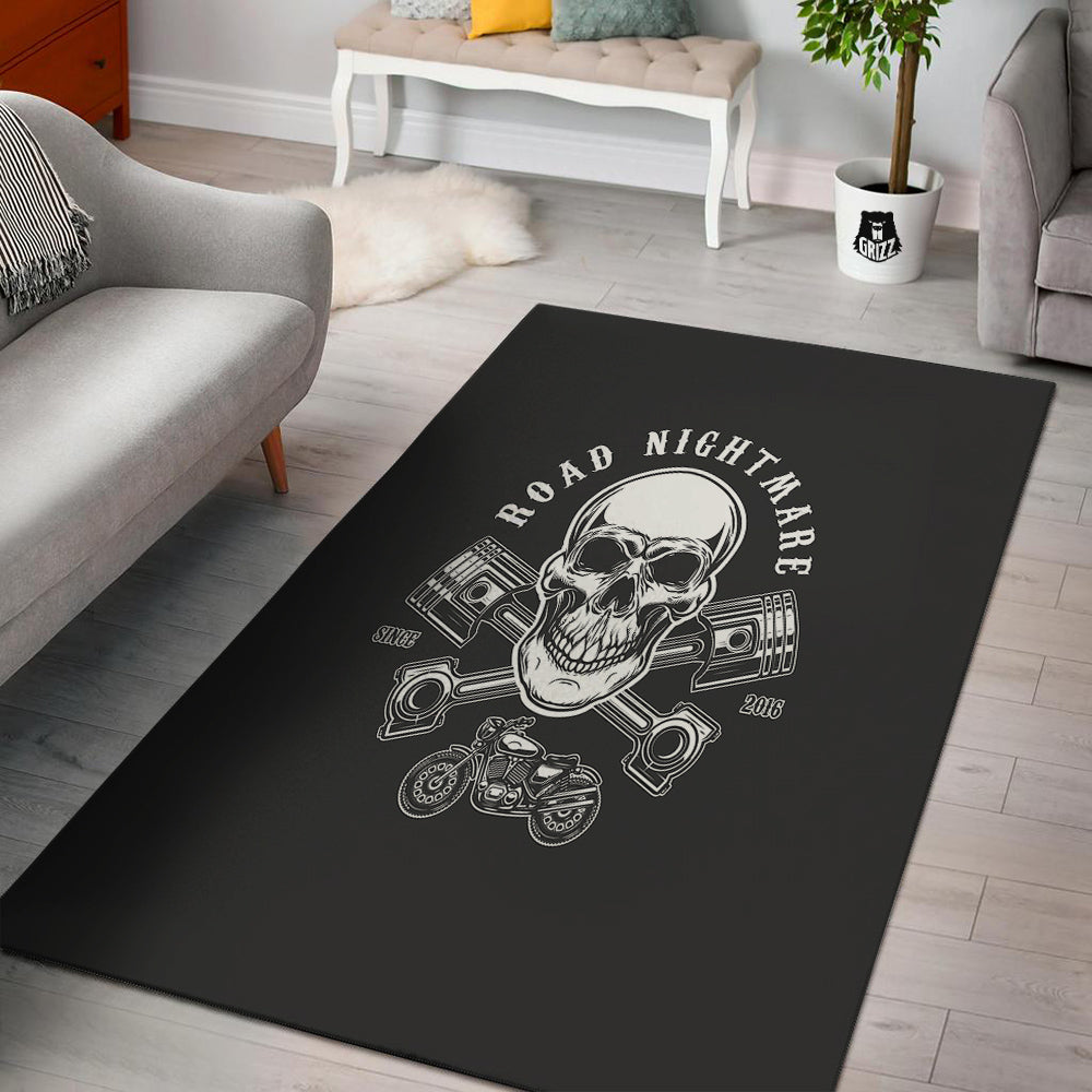 Piston Skull Mechanic Cross Print Floor Mat-grizzshop