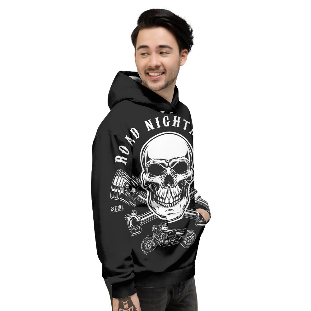 Piston Skull Mechanic Cross Print Men's Hoodie-grizzshop