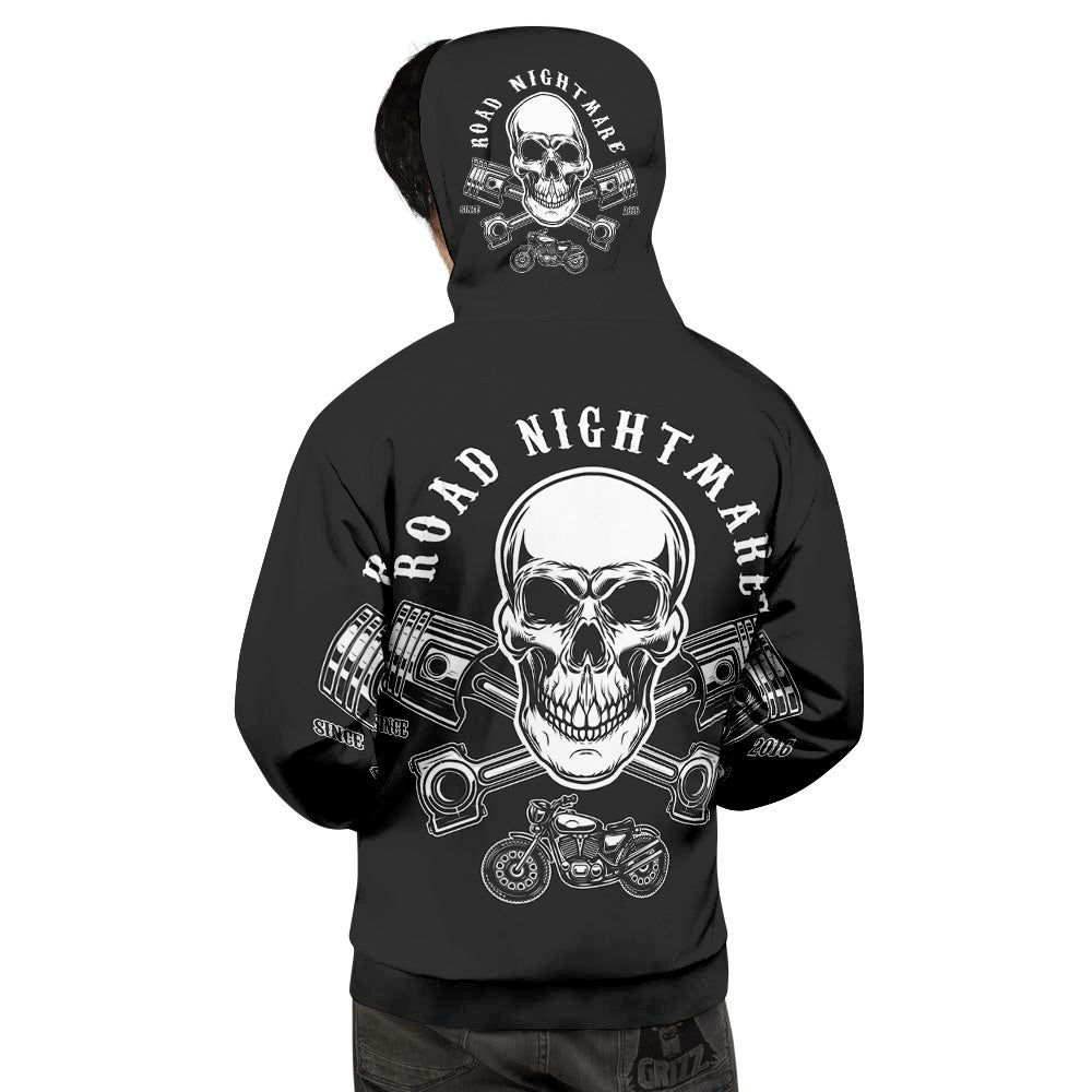 Piston Skull Mechanic Cross Print Men's Hoodie-grizzshop