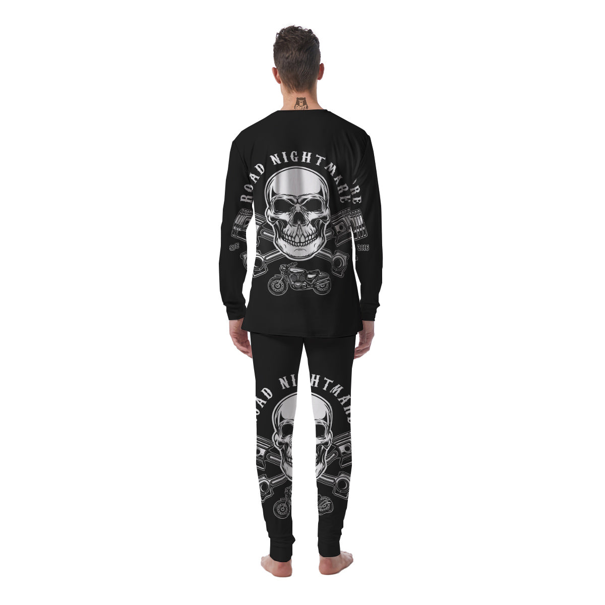 Piston Skull Mechanic Cross Print Men's Pajamas-grizzshop