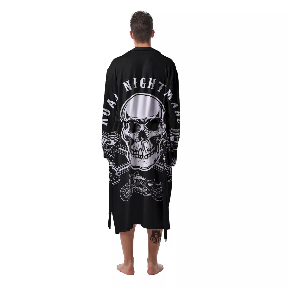 Piston Skull Mechanic Cross Print Men's Robe-grizzshop