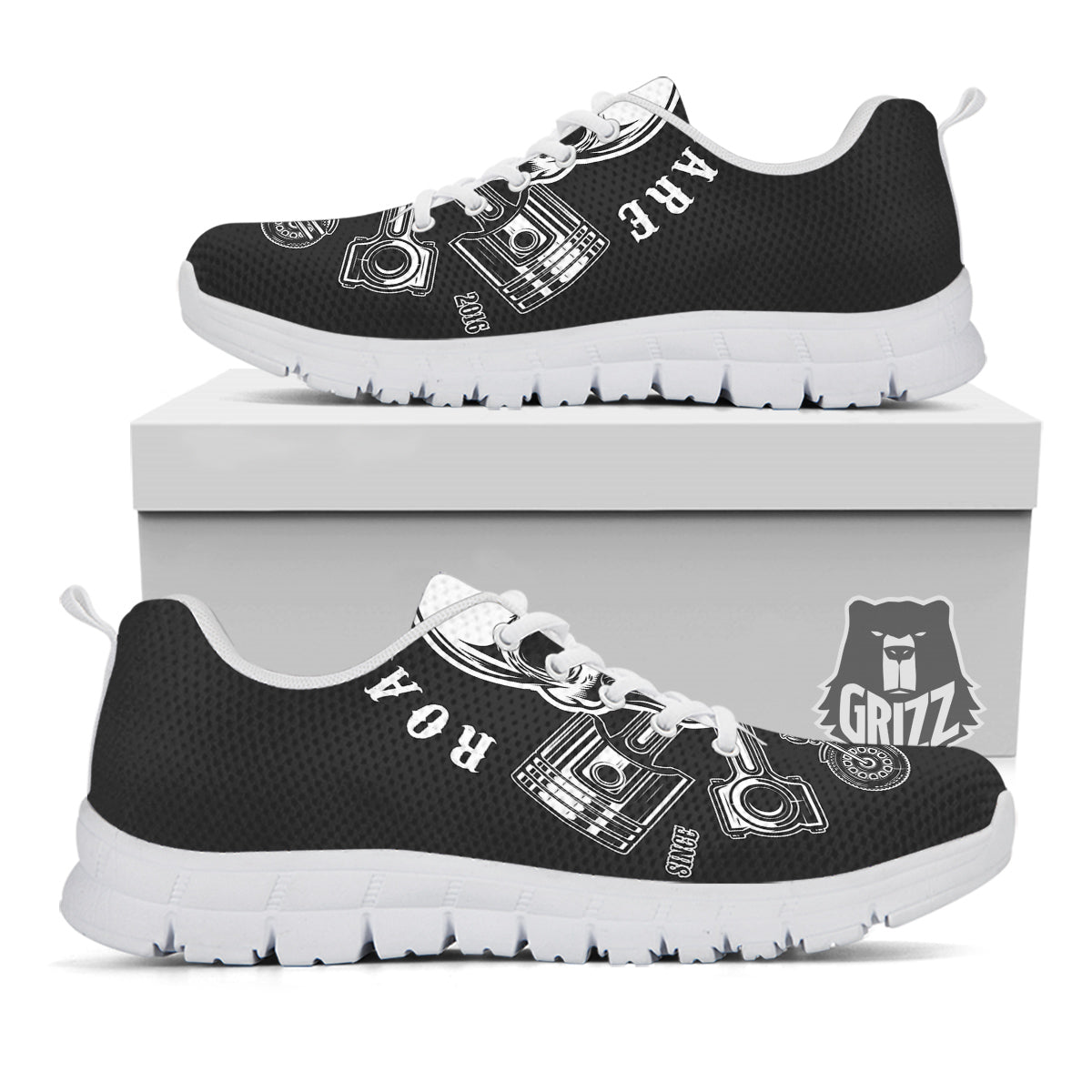 Piston Skull Mechanic Cross Print White Sneaker-grizzshop