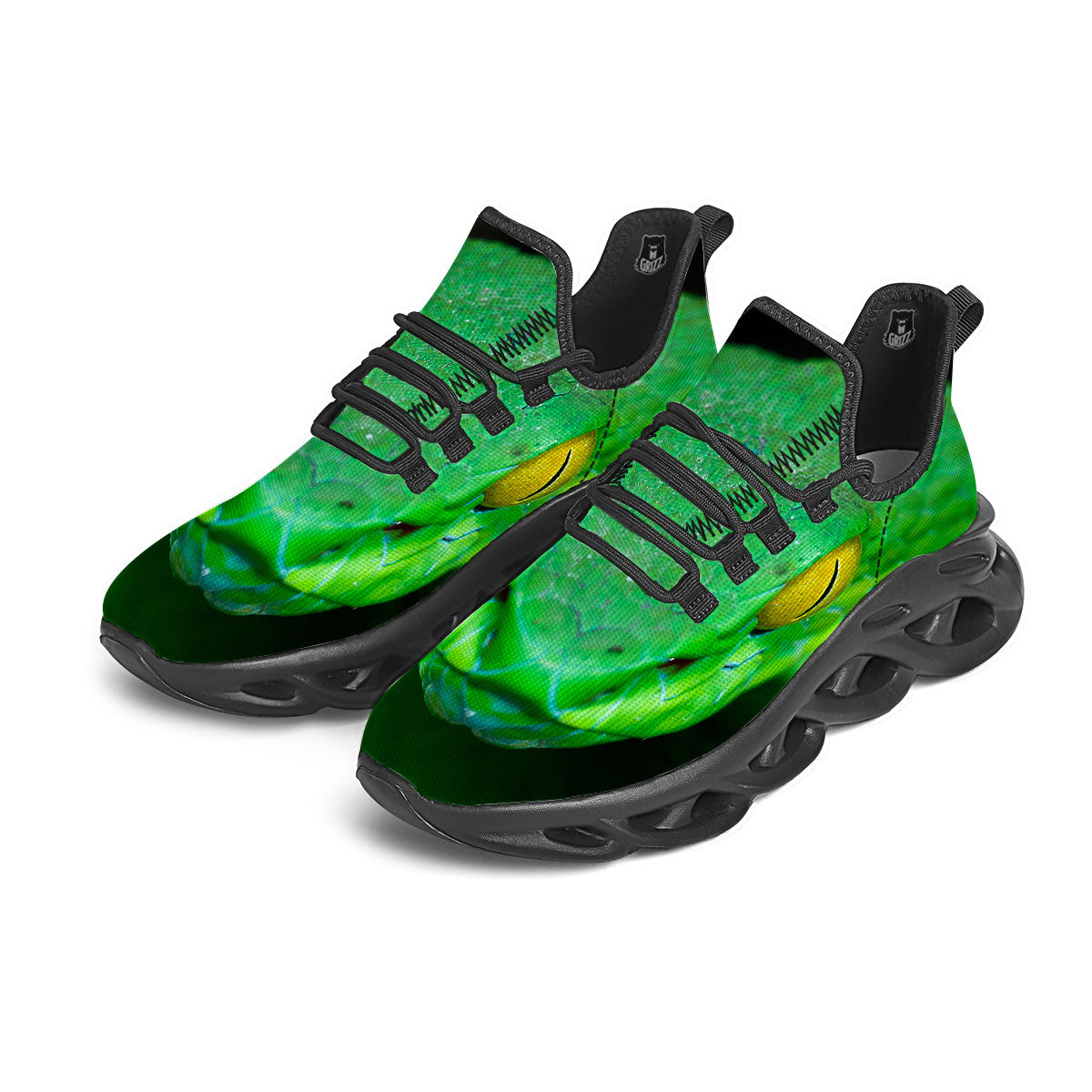 Pit Viper Green Print Black Running Shoes-grizzshop