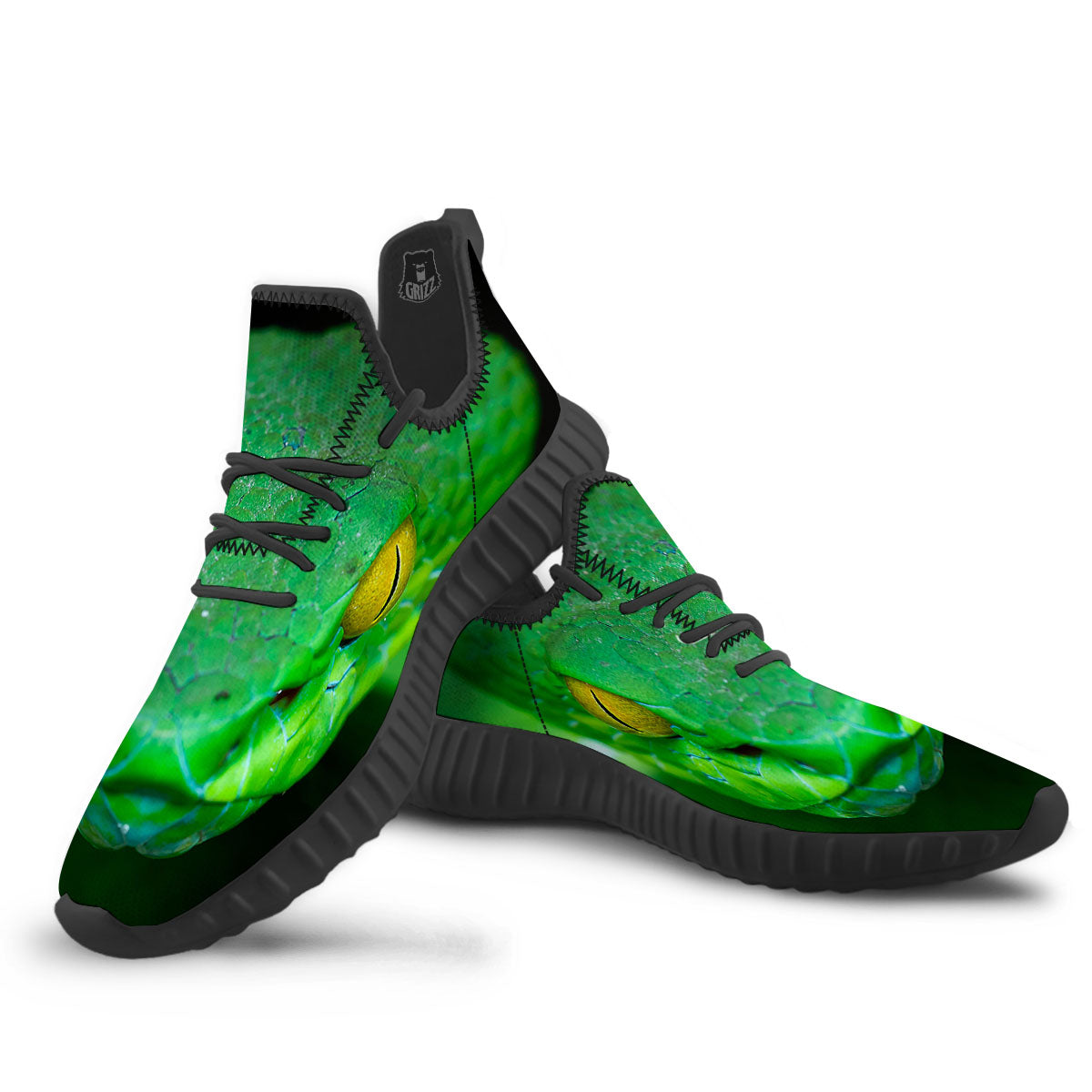 Pit Viper Green Print Black Walking Shoes-grizzshop