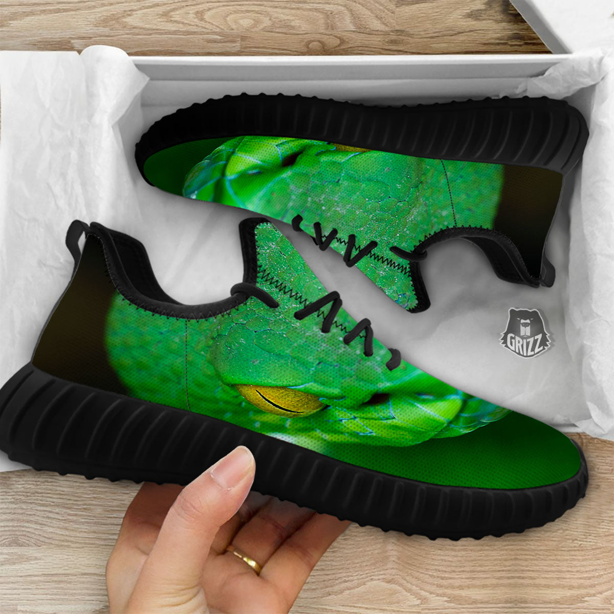 Pit Viper Green Print Black Walking Shoes-grizzshop